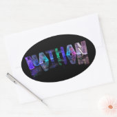 Sticker Ovale Le nom Nathan en lumières 3D (photo) (Enveloppe)