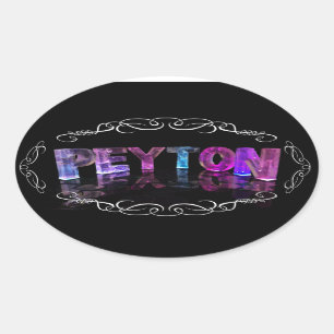 Sticker Ovale Le nom Peyton - Nom en lumières (Photographie)
