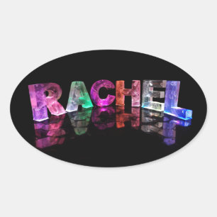 Sticker Ovale Le nom Rachel aux lumières 3D (photo)