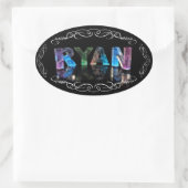 Sticker Ovale Le nom Ryan en lumières 3D (photo) (Sac)