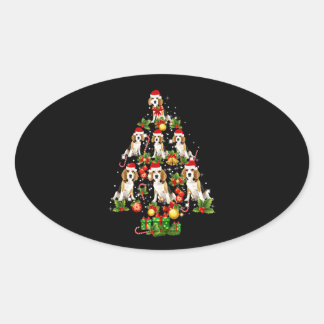 Sticker Ovale Le poison de Beagle Christmas Tree Beagle Dog Love