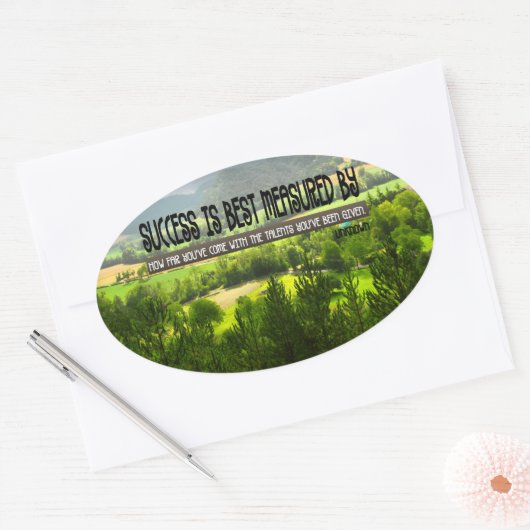 Sticker Ovale "Le succès est mieux mesuré" (Enveloppe)