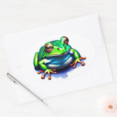Sticker Ovale Leap lunaire - Grenouille verte (Enveloppe)