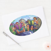 Sticker Ovale Lecture en été (Enveloppe)