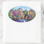 Sticker Ovale Lecture en été (Sac)