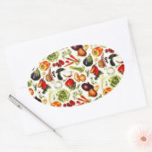 Sticker Ovale Légumes Vintages (Enveloppe)