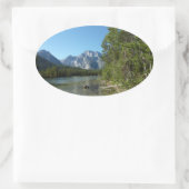 Sticker Ovale Leigh Lake, parc national de Grand Teton (Sac)