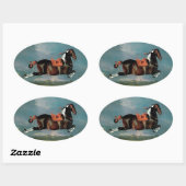 Sticker Ovale L'élevage du Cheval Piebald "Cehero" (Feuille)