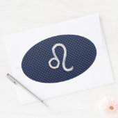 Sticker Ovale Léo Zodiac Sign on Navy Blue Carbon Fiber Print (Enveloppe)