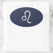 Sticker Ovale Léo Zodiac Sign on Navy Blue Carbon Fiber Print (Sac)