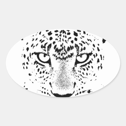 Sticker Ovale Léopards noirs et blancs (Devant)