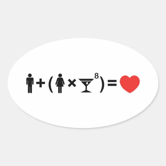 Sticker Ovale L'équation d'amour pour les femmes (Devant)