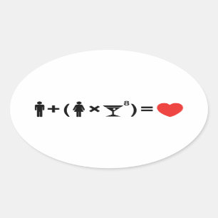 Sticker Ovale L'équation d'amour pour les femmes