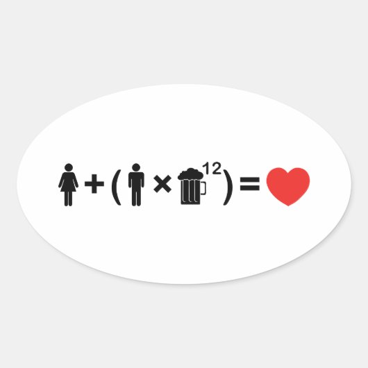 Sticker Ovale L'équation d'amour pour les hommes (Devant)