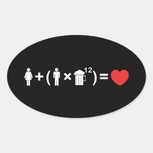Sticker Ovale L'équation d'amour pour les hommes