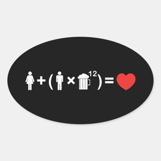 Sticker Ovale L'équation d'amour pour les hommes (Devant)