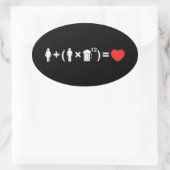 Sticker Ovale L'équation d'amour pour les hommes (Sac)