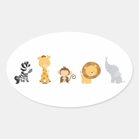 Sticker Ovale Les bébés de la jungle (Devant)