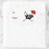 Sticker Ovale Les Clés de Noël de Santa Chicken (Sac)