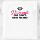 Sticker Ovale Les diamants sont le meilleur ami de la fille (Sac)