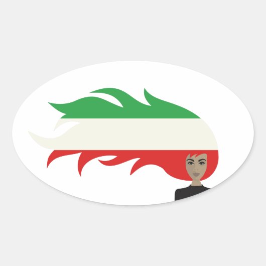 Sticker Ovale Les femmes en Iran se battent pour la liberté, (Devant)