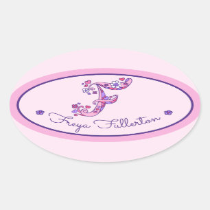 Sticker Ovale Les filles faites sur commande de monogramme de