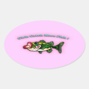Sticker Ovale Les filles pêchent plus de poissons