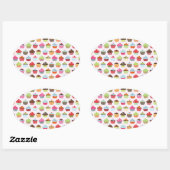 Sticker Ovale Les gâteaux mignons (Feuille)
