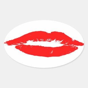 Sticker Ovale Les lèvres de Kiss Red Lipstick Losion La Saint V