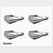 Sticker Ovale Les libellules d'alligator crocodile dessin d'art (Feuille)