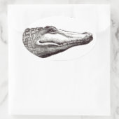 Sticker Ovale Les libellules d'alligator crocodile dessin d'art (Sac)