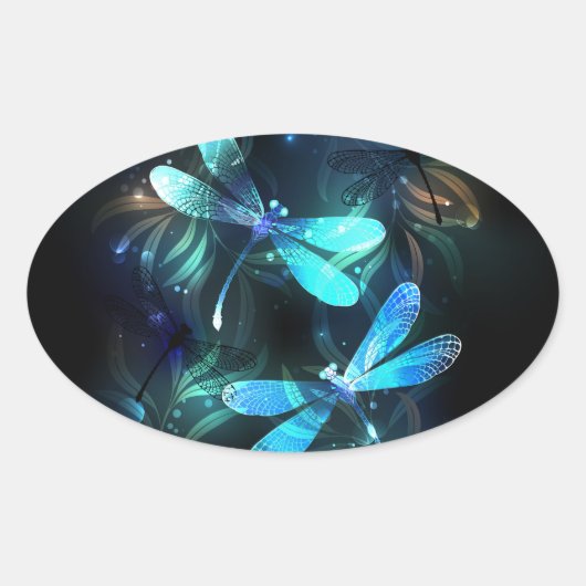 Sticker Ovale Les libellules du lac (Devant)