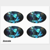 Sticker Ovale Les libellules du lac (Feuille)