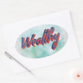 Sticker Ovale Les mantras chanceux : Heureux Sage Sage et riche (Enveloppe)