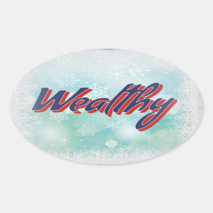 Sticker Ovale Les mantras chanceux : Heureux Sage Sage et riche