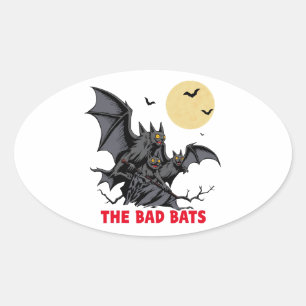 Sticker Ovale les mauvaises chauves-souris - drôle cadeau d'hall