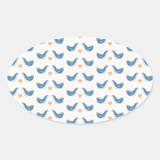 Sticker Ovale Les oiseaux scandinaves dans le thème du jardin (Devant)