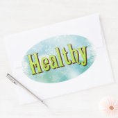 Sticker Ovale Les quatre grands Mantras : Happy Healthy Wise Wea (Enveloppe)