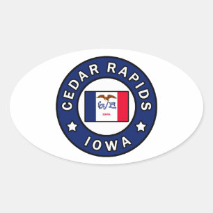 Sticker Ovale Les rapides de cèdre Iowa