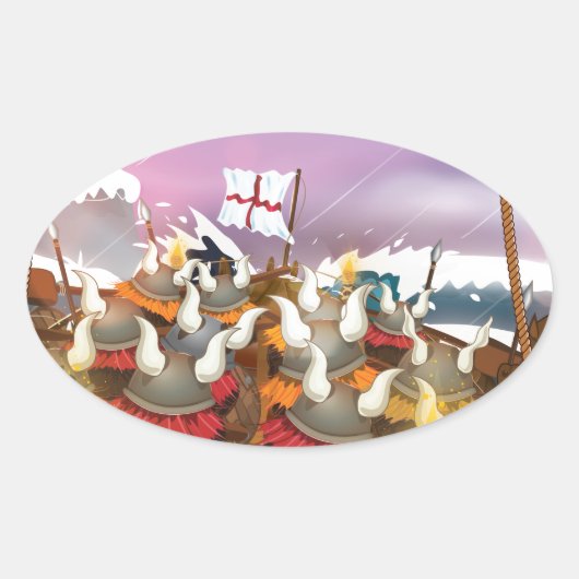 Sticker Ovale Les Vikings (Devant)