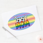Sticker Ovale Lesbian Soccer Mom (avec arc-en-ciel) (Enveloppe)