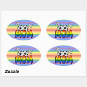 Sticker Ovale Lesbian Soccer Mom (avec arc-en-ciel) (Feuille)