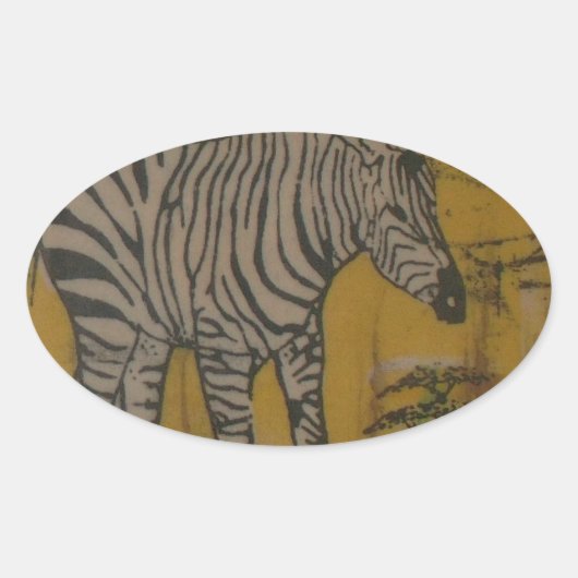 Sticker Ovale L'Esprit du Serengeti : Le Grazing du Zèbre dans l (Devant)