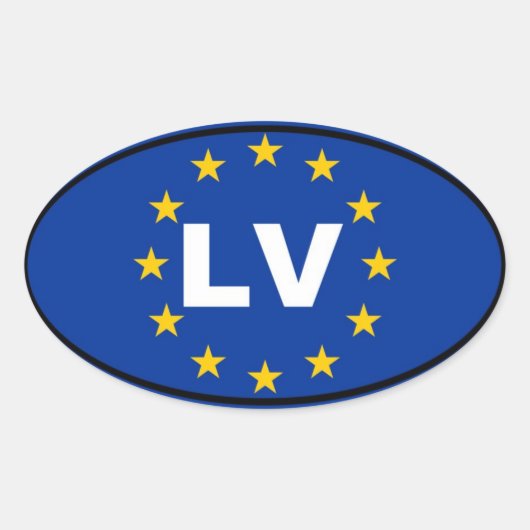 Sticker Ovale Lettonie LV Union européenne (Devant)