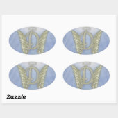 Sticker Ovale Lettre D Angel Monogramme (Feuille)