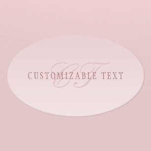 Sticker Ovale Lettre élégante & monogramme Rose ombré