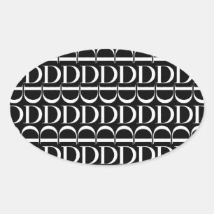 Sticker Ovale Lettre initiale D monogramme