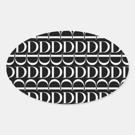 Sticker Ovale Lettre initiale D monogramme (Devant)