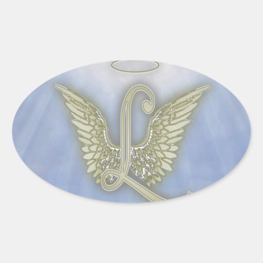 Sticker Ovale Lettre L Angel Monogramme (Devant)