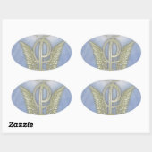 Sticker Ovale Lettre P Angel Monogramme (Feuille)